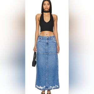 RE/DONE Mid Rise Split Skirt Maxie Length In Minerva Destroy Size 26